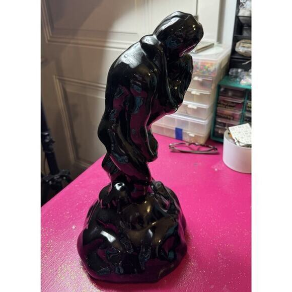 1960s Vintage Mid Century Modern “The Lovers” Ceramic Statue In Black LARGE 16in - Picture 10 of 16